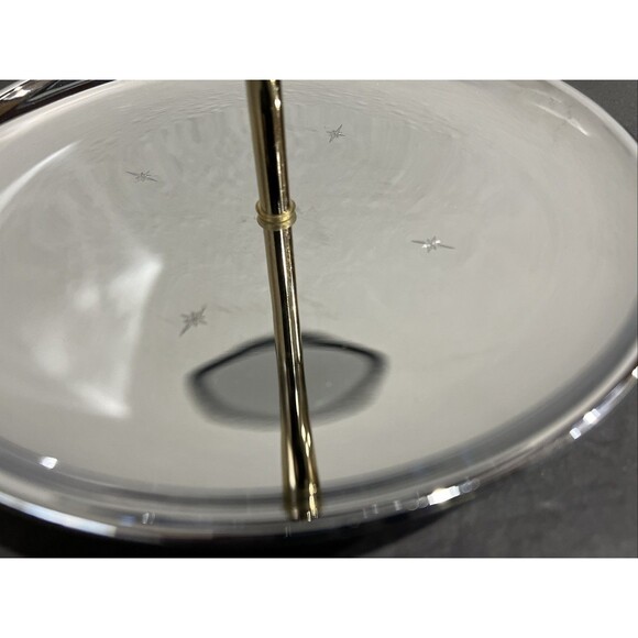 VTG Atomic Starburst Chrome Gold Tone TWO TIER Serving Dish Tray MCM Japan - Picture 6 of 16